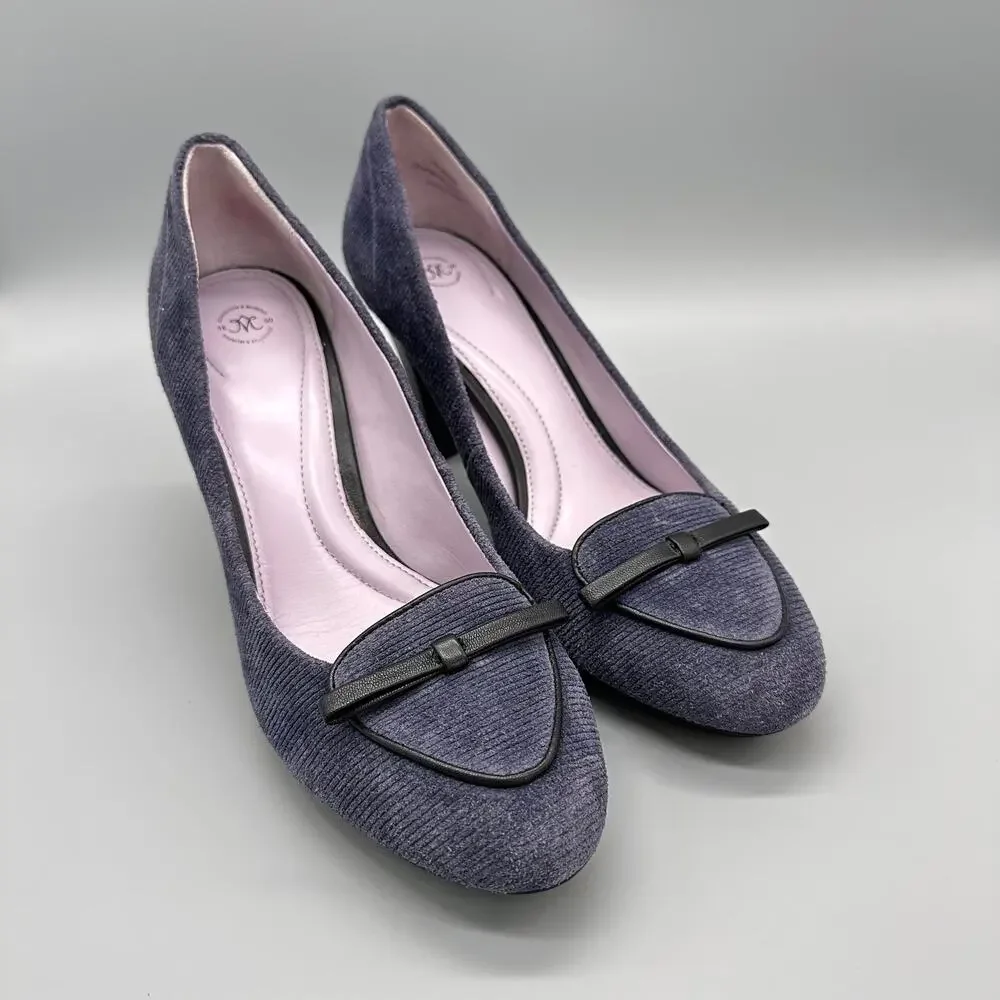 Johnston and Murphy Navy Blue Corduroy Platform Heels Pumps Womens 10M - Picture 9 of 11